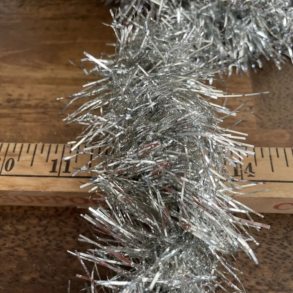 20’ Silver Wired Christmas Tinsel Garland 240”